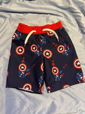 Old Navy Navy, Red & White Boys Captain America Swim Shorts